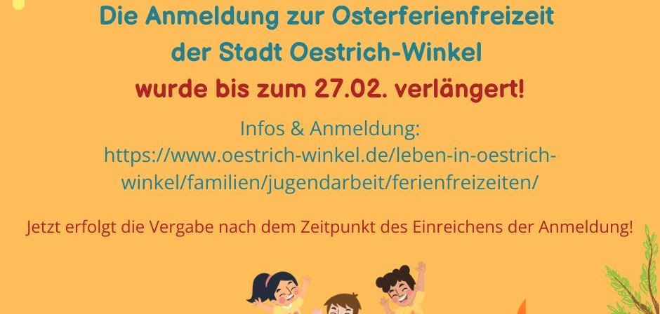 Grundschüler*innen und Eltern aufgepasst: Die Anmeldung zur Osterferienfreizeit der Stadt Oestrich-Winkel geht vom 18. bis zum 20. Februar 2025 - 1